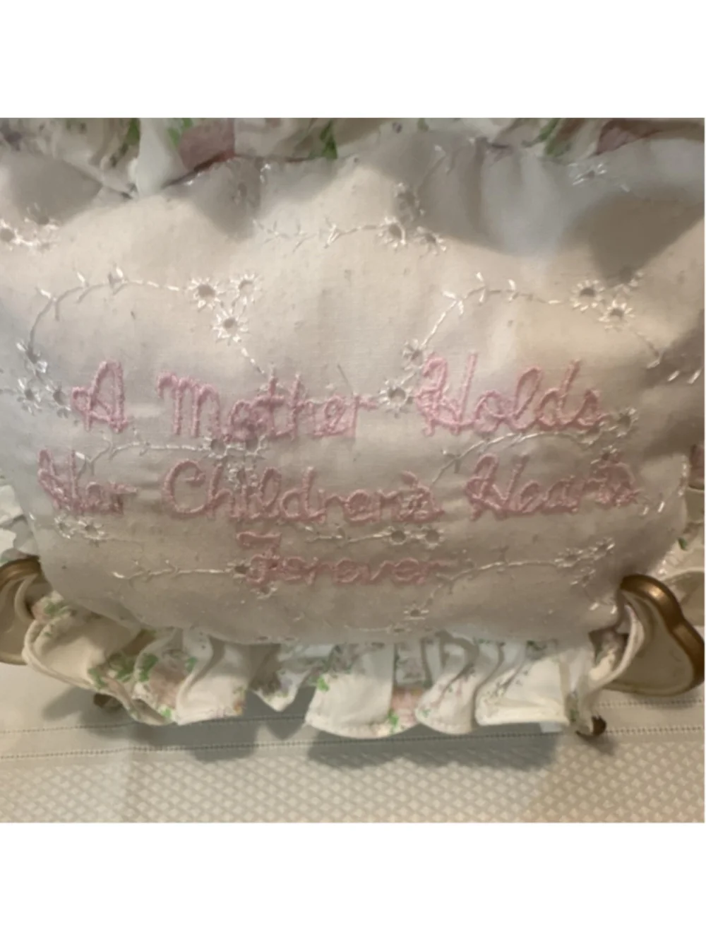 Handmade Boudoir Floral Ruffled Embroidered Decorative Bed Pillow Mother's Day